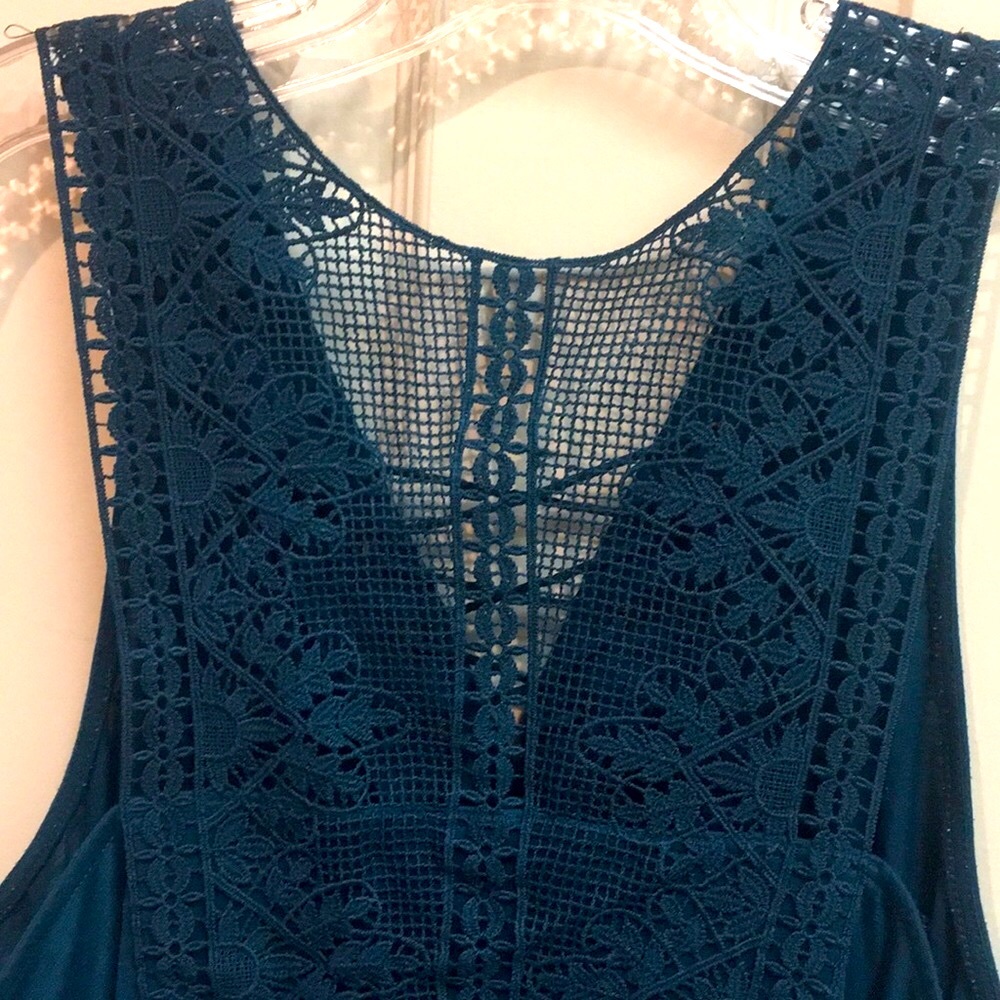 Teal Crochet Lace-Up Top - Picture 7 of 12